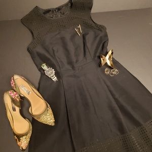 J. Crew Black Laser Cut Skater Dress